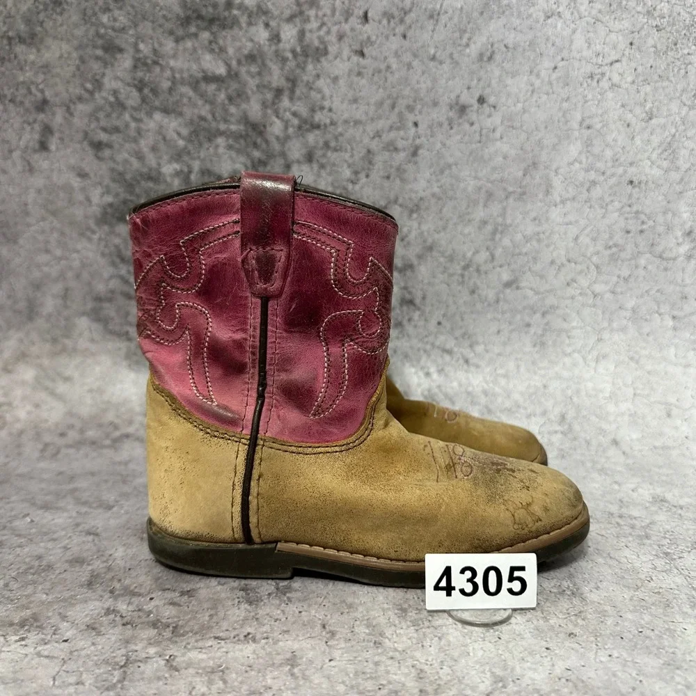 Shyanne Western Boots Toddler Girls 10D Tan Pink Lil Lainie Cowboy Leather